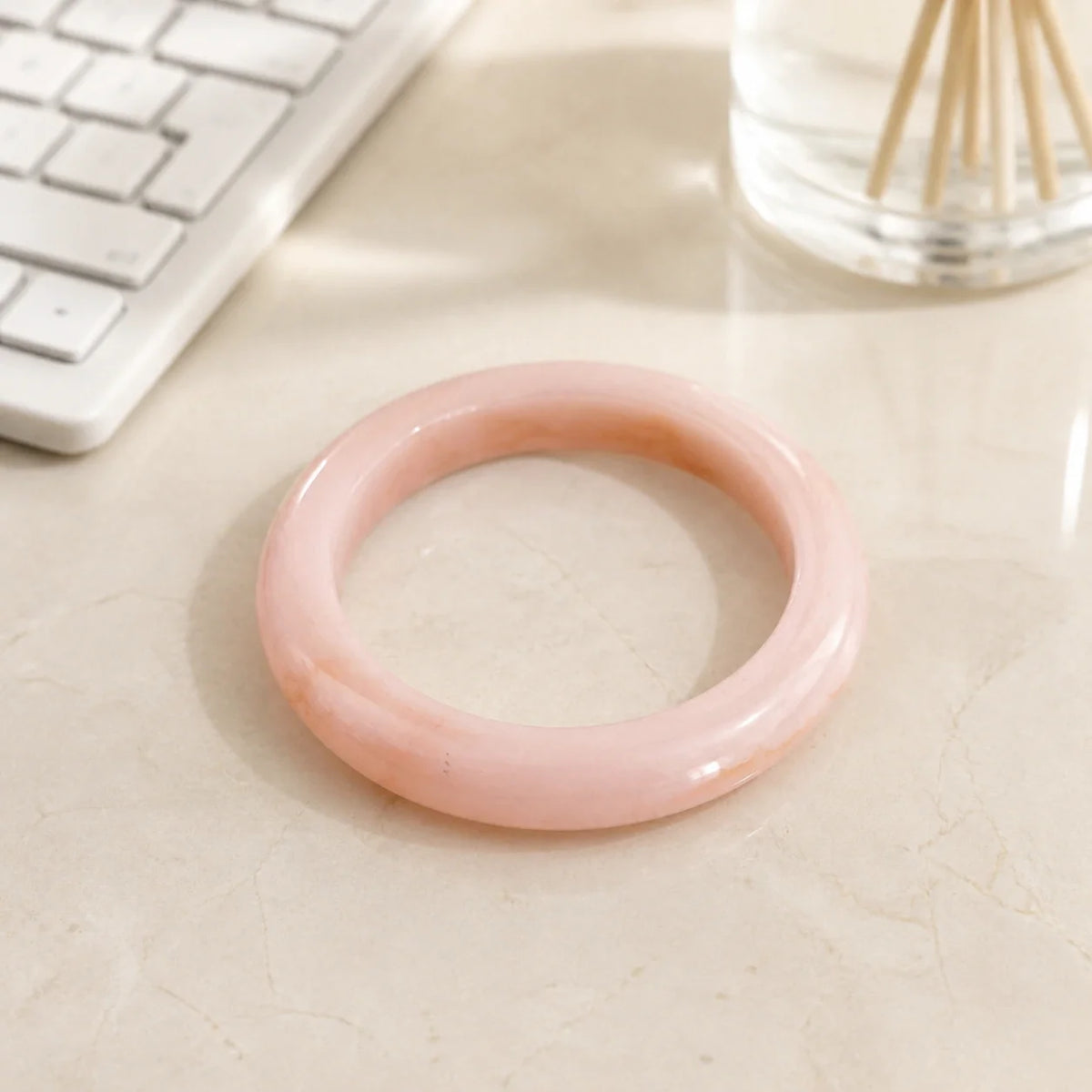 Color Pop Resin Bangle in Light Pink Yellow Thread