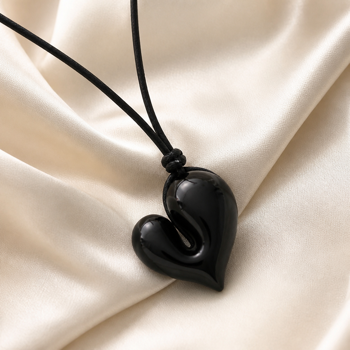 Sculpted Heart Cord Pendant Necklace